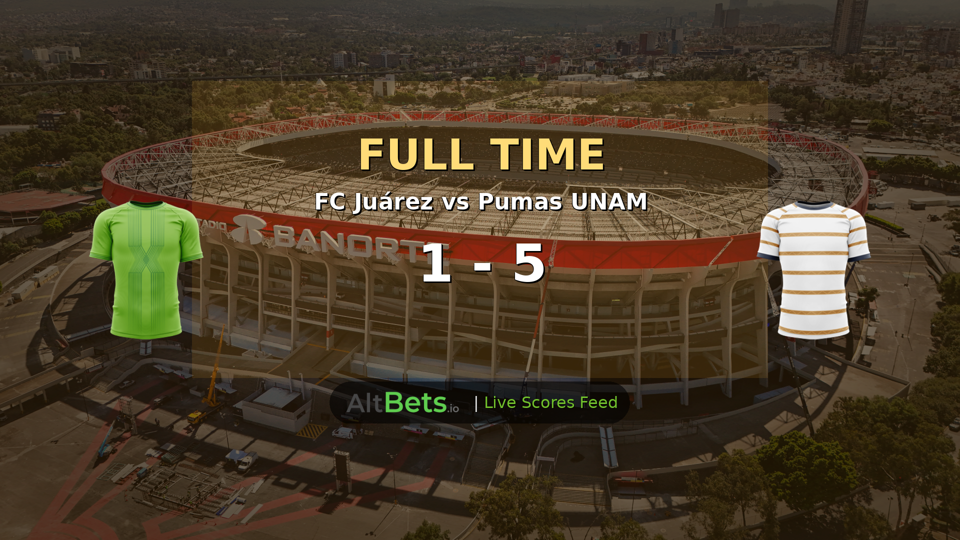 FC Juárez 1-5 Pumas UNAM: Juninho Brace Fires Pumas to Emphatic Liga MX Victory