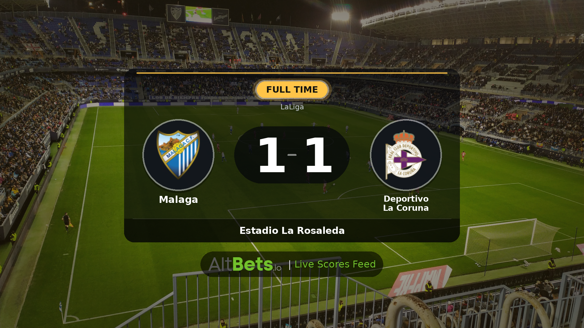 Malaga 1-1 Deportivo La Coruna: Match Recap and Result